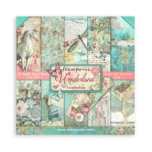 Stamperia - Wonderland - 8x8 Paper Pad 10 Double Sided Sheets Cardstock Fairy Scrapbook Mixed Media SBBS109