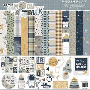 PhotoPlay Papers - To The Moon and Back - 12x12 Collection Pack Baby Scrapbook Kit Papers + Stickers