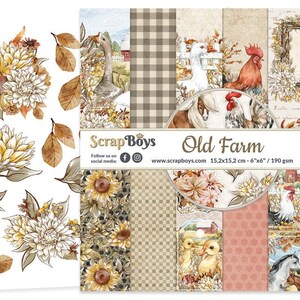 6"x 6" Old Farm - ScrapBoys Paper - Pack of 24 Double Sided Sheets + Extra Cut Outs for Scrapbook Planner Cardmaking