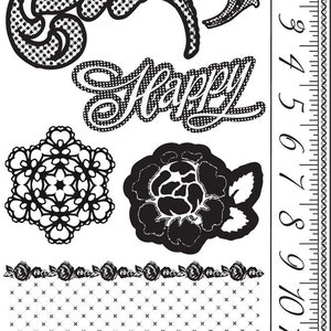ROSARIAN Lace Rose 4x6 Cling Mounted Stamps Prima Marketing Scrapbook Vintage Mixed Media Card Making 559366
