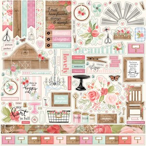 Farmhouse Market 12x12 Element Sticker Sheet - Carta Bella Family Scrapbook Planner Cardmaking