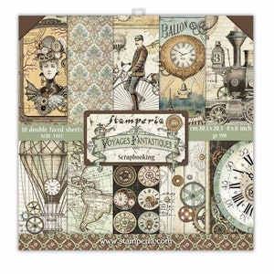Stamperia - Voyages Fantastiques - 8x8 Paper Pad 10 Double Sided Sheets Cardstock Scrapbook Mixed Media SBBS30