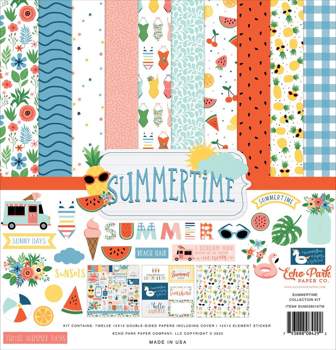 Echo Park Paper Co. the Great OUTDOORS Collection Kit, Eleven 12X12  Double-sided Sheets, 12X12 Sticker Sheet, Outdoors/camp Theme Papercraft 