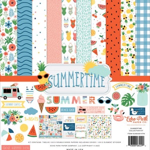 Echo Park - Summertime 12x12 Collection Kit Summer Scrapbook Planner (12) Papers + (1) Sticker Sheet SUM209016TM