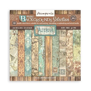 Stamperia Alterego Backgrounds - 12x12 Paper Pad 10 Double Sided Sheets Cardstock Scrapbook SBBL162