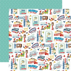 Carta Bella - Family Night 12x12 Collection Kit Scrapbook Papers + Stickers Family Game Retro Steven Duncan image 6