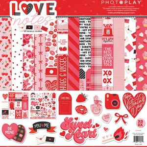 PhotoPlay Paper - Love Notes - 12x12 Collection Pack Scrapbook Kit Papers + Stickers Valentine