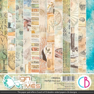 Ciao Bella - Sign Of The Times - 6x6 Paper Pad 24 Double Sided Sheets Cardstock Scrapbook Mixed Media CBQ044