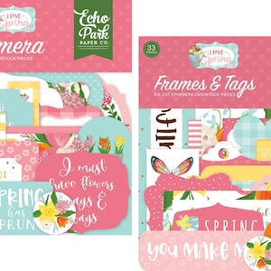 Echo Park - I Love Spring (2 packs) Ephemera Die Cuts + Frames & Tags 66 pieces Scrapbook Cards Mixed Media