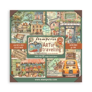 Stamperia - Art Of Travelling - 22 Single Sided Sheets 12x12 Paper Pad Scrapbook SBBXLB19 Single face