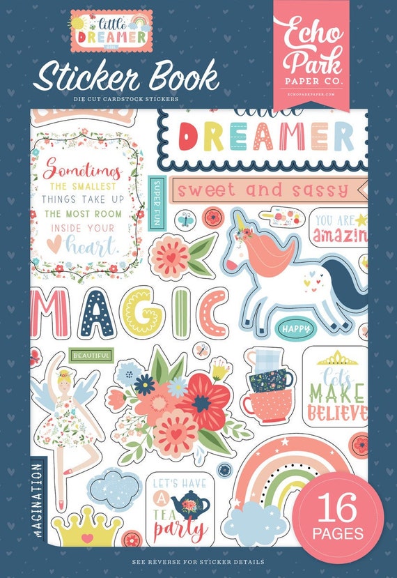 Echo Park Little Dreamer Girl Sticker Book Die Cut Cardstock
