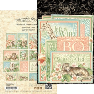 Graphic 45 -  Wild & Free - 32pc Ephemera  and Journaling Cards Journal Mixed Media Scrapbook Planner