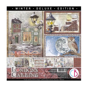 Ciao Bella - London's Calling - 8x8 Paper Pad 12 Double Sided Sheets Cardstock Scrapbook Mixed Media Britain Snow
