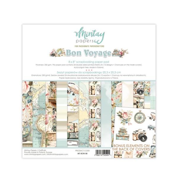 Bon Voyage 8x8 Paper Pad - Mintay Papers - Scrapbook Papers + 2 Bonus ...