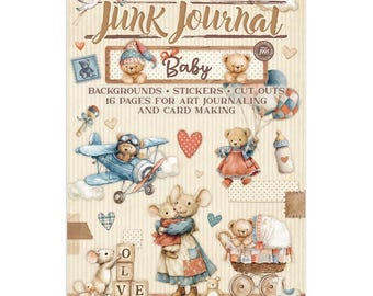 Stamperia - Baby - Adesivi ritagliabili per lo sfondo del libro Junk Journal, 16 pagine A4 SBJK12