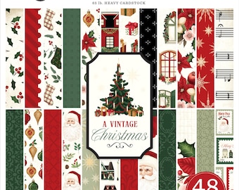 Un Noël vintage - Cardmakers Mega Bloc 6 x 6 Carta Bella 48 feuilles recto-verso pour album de fabrication de cartes