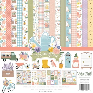 Echo Park - It's Spring Time 12x12 Collection Kit Scrapbook Papers + Stickers Flowers Garden