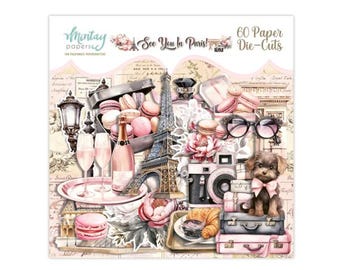 See You In Paris Paper Die cuts - Mintay Papers - 60 pieces Ephemera Scrapbook Card Making