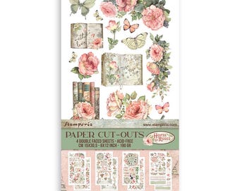 Stamperia - House Of Roses - Paper Cut-Outs 4 Double Sided Sheets 6x12 Mixed Media Scrapbook SBBCT11