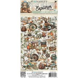 Wanderlust Explorer - Laser Cut Elements - 49 and Market - 151 pieces Travel Scrapbook