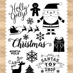 Echo Park - Holly Jolly - 4x6 Clear Designer Stamps "I Love Christmas Colllection" Scrapbook Card Planner 15 pc