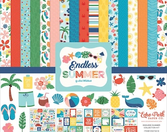 Echo Park - Endless Summer 12x12 Collection Kit Scrapbook Papers + Stickers Beach Pool