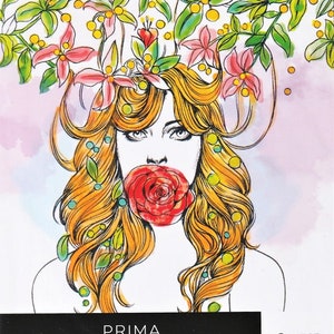 Ella - Princesses Cling Stamp Prima Marketing - 5" x 7" Mixed Media Coloring 590963