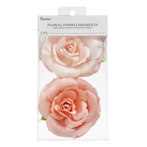Darice - 3 inch Coral Roses Floral Embellishment Peach Flowers 30062077