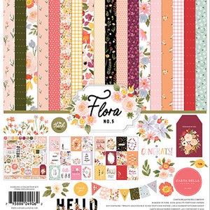 Carta Bella - Flora No. 5 - 12x12 Collection Kit Scrapbook Papers + Stockers Garden Flowers Family Planner Notecards Tags