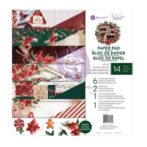 Prima - From the North Pole 12x12 Paper Pad Foil + Bonus Cut Outs Christmas - The 3 Girls Tale - Scrapbook Mixed Media
