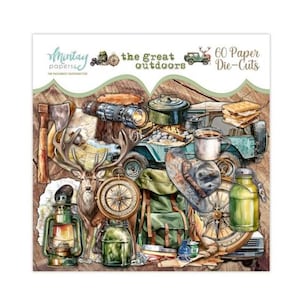 The Great Outdoor Paper Die cuts - Mintay Papers - 60 pieces Ephemera Scrapbook Camping Cabin Jungle