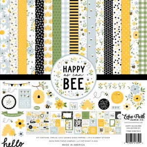 Echo Park - Happy As Can Bee 12x12 Collection Kit Spring Garden Scrapbook Papers + Stickers