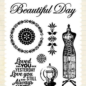 Carta Bella - Yesterday 4x6 Designer Stamp 8 pieces Love Beautiful Day Scrapbook Planner Tags Mixed Media Echo Park