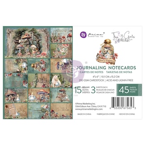 Prima - Return To Wonderland 4x6 Journaling Notecards 45 sheets Alice The 3 Girls Tale Mixed Media Journal Planner Tags Album