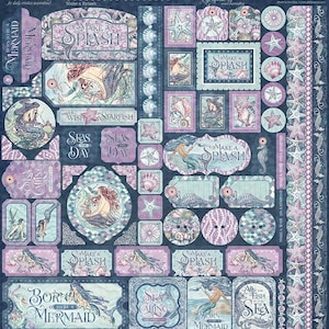 Graphic 45 - Make A Splash 12x12 Cardstock Stickers Mermaid Scrapbook Art Journal