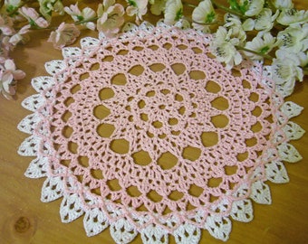 orchid pink and white  lace doily by Aeshagirl