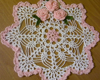 crocheted doily roses handmade by Aeshagirl cotton size 10 crochet gift home decor