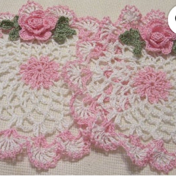 Pink and white roses doily set of 2 by Aeshagirl