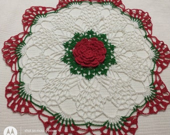 Christmas holiday crocheted doily by Aeshagirl