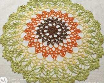 Multicolored  fall centerpiece doily by Aeshagirl