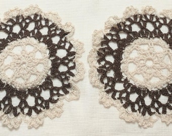 2 crocheted doilies brown handmade by Aeshagirl