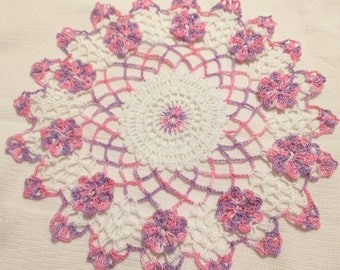 Purple pink lace doily spring decor by Aeshagirl