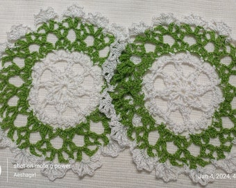 2 green doilies spring doilies by Aeshagirl