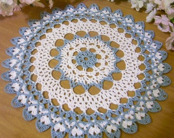 delf blue and white doily