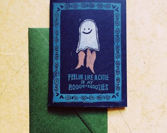 Ghost Cutie in Booties Halloween Blank Card