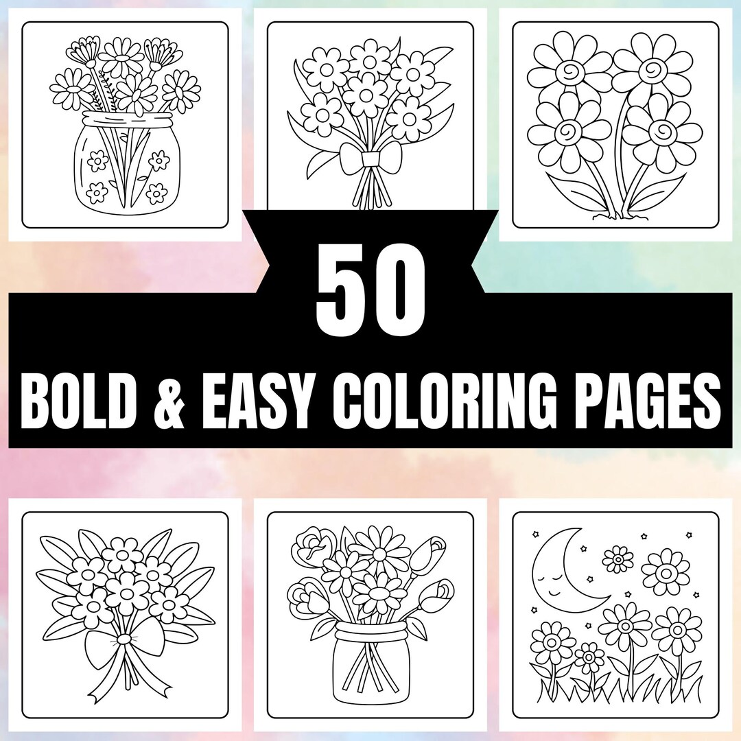 Bold and Easy Coloring Book, Flowers and Plants Coloring Pages, Cozy ...