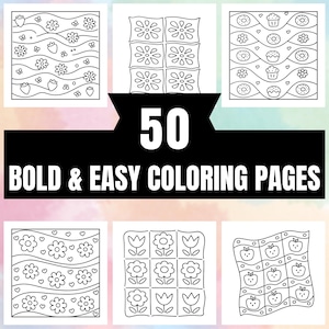 Bold and Easy Coloring Book, Cozy Pattern Coloring Pages, Cozy Coloring, Relaxing Activity for Adults, Stress Relief