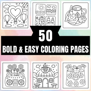 Bold and Easy Coloring Book, Girl Moments Coloring Pages, Cozy Coloring, Relaxing Activity for Adults, Stress Relief