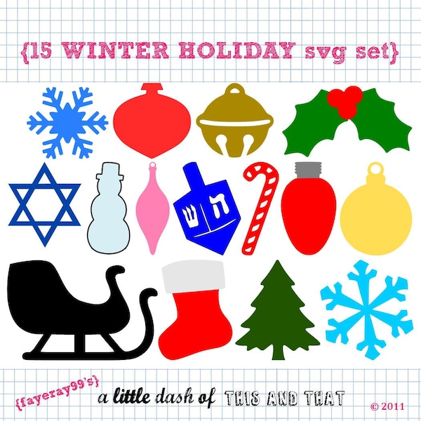 15 Winter Holiday SVG DXF cut files