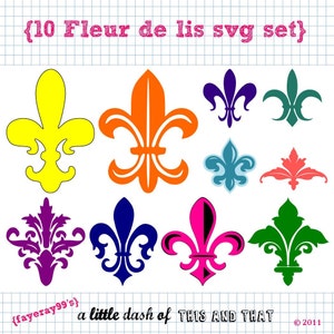 10 Ensemble Fleur De Lis SVG DXF